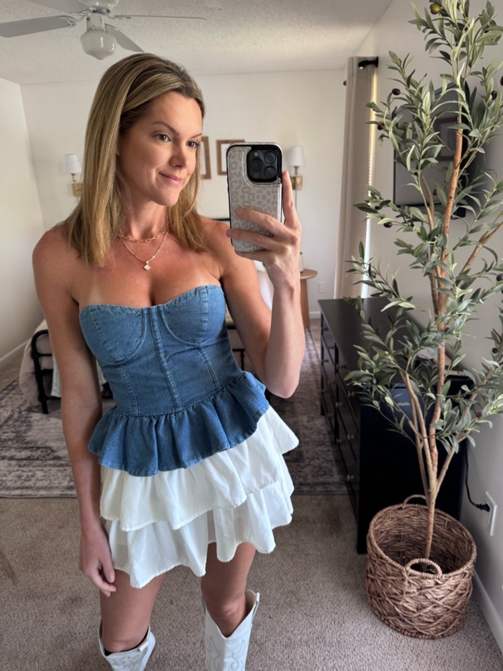 Denim Peplum Top